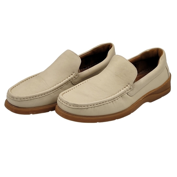 Florsheim Loafers Men Size 9.5 Beige Comfortech Drivers Shoes Slip On Leather - Picture 3 of 9